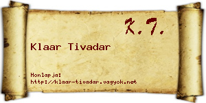 Klaar Tivadar névjegykártya